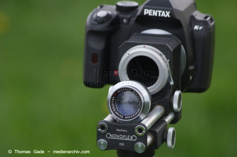 Pentax K-r mit Novoflex Balgengerät und Schneider Kreuznach Xenar 105mm
22. 4. 2014. Fotografie. Kamera. Pentax K-r mit Novoflex Balgengerät und Schneider-Kreuznach Xenar 1:4.5  105mm
Schlüsselwörter: 105mm;2014;Balgengerät;Bellows;Digitale Spiegelreflexkamera;DSLR;Fotoapparat;Fotografie;K-r;Kamera;Macro;Makrofotografie;Novoflex;Objektiv;Pentax;Schneider-Kreuznach;Xenar