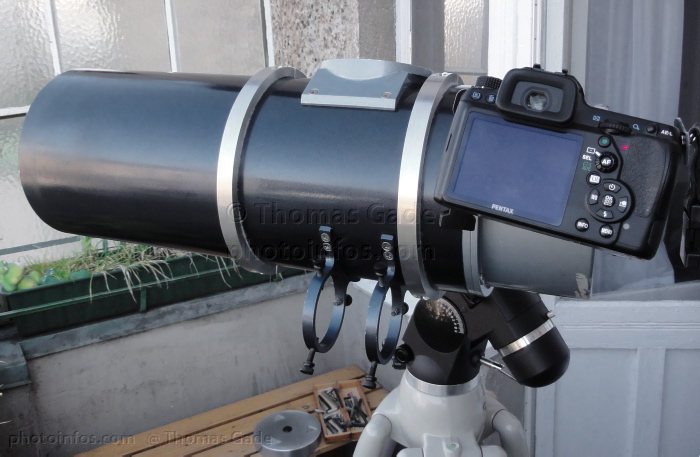 Quantum Q6. 6 inch Maksutov. 150mm Öffnung. 2700mm Brennweite.
Teleskop. Maksutov. Quantum Q6 - 6 inch bzw. 150mm Öffnung, 2700mm Brennweite mit DSLR
Schlüsselwörter: 2011;Astronomie;Fernrohr;Maksutov;Optik;Quantum;telescope;Teleskop