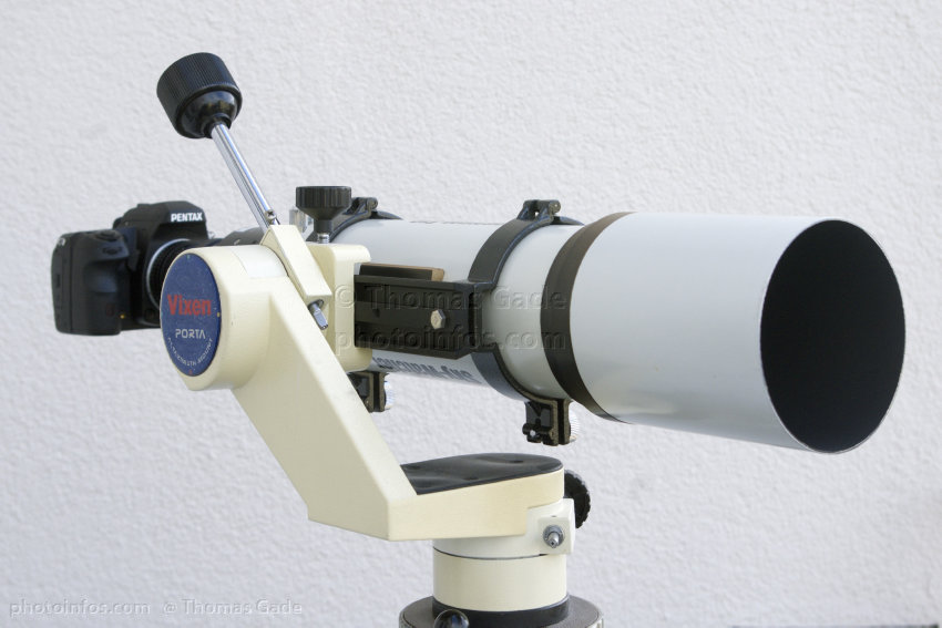 Skywatcher ED80 Pro Refraktor an einer Pentax K-3 DSLR
Skywatcher ED80 Pro Refraktor an einer Pentax K-3 DSLR. Vixen Porta Azimutale Montierung
Schlüsselwörter: Apo-Refraktor;Azimutale;ED80 Pro;Montierung;Pentax;Porta;Skywatcher;Teleskop;Vixen
