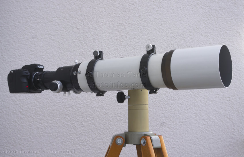 Skywatcher ED80 Pro Refraktor an einer Pentax K-3 DSLR
Skywatcher ED80 Pro Refraktor an einer Pentax K-3 DSLR
Schlüsselwörter: Apo-Refraktor;ED80 Pro;Pentax;Skywatcher;Teleskop