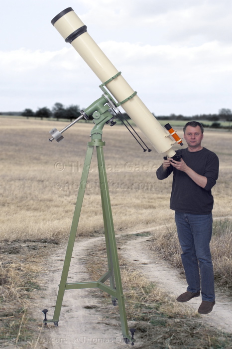 Okularauszug am Wachter Teleskop 150mm Refraktor
November 2013. Okularauszug am Wachter Teleskop 150mm Refraktor. Pyramidenstativ. Astronom II Montierung. Thomas Gade
Schlüsselwörter: 2013;Astronom II;Astronomie;Fernrohr;Gade, Thomas;Optik;Pyramidenstativ;Refraktor;telescope;Teleskop;Wachter