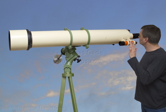 Okularauszug am Wachter Teleskop 150mm Refraktor
November 2013. Okularauszug am Wachter Teleskop 150mm Refraktor. Pyramidenstativ. Astronom II Montierung. Thomas Gade
Schlüsselwörter: 2013;Astronom II;Astronomie;Fernrohr;Gade, Thomas;Optik;Pyramidenstativ;Refraktor;telescope;Teleskop;Wachter